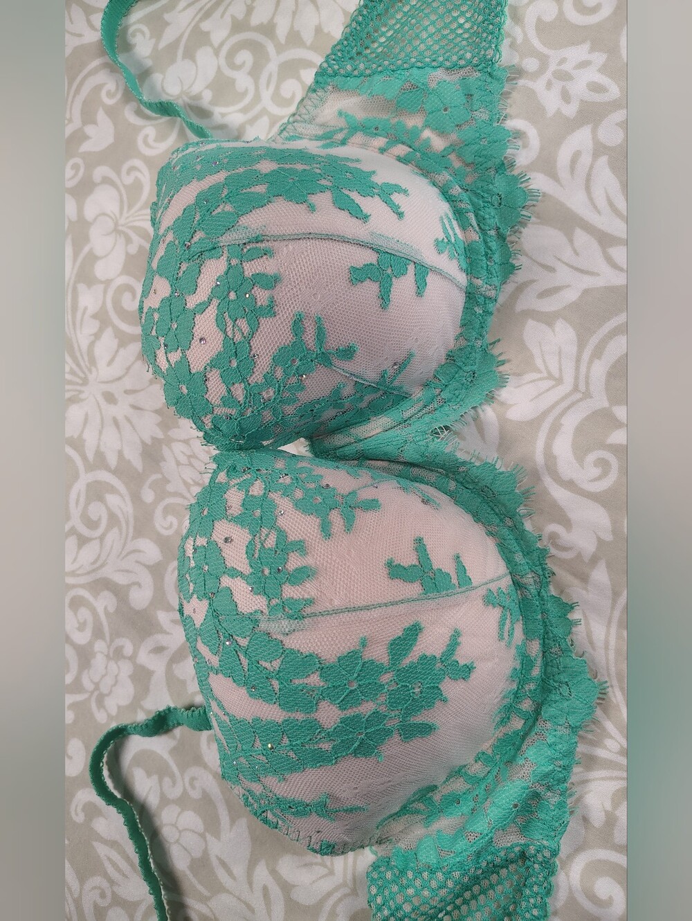 Victoria's Secret Dream Angels Lined Demi Underwire Bra Size 32DDD TEAL